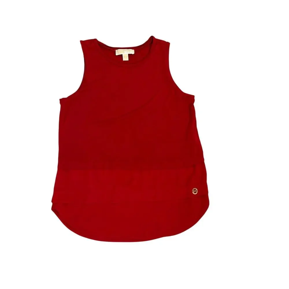 Michael Kors Red Basic Layered Loose Sleeveless Tank Top Size Small